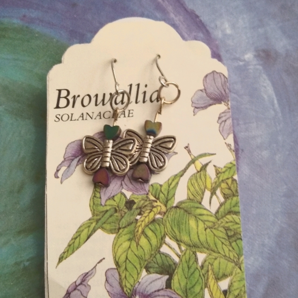 BUTTERFLY RAINBOW HEART CHARM EARRINGS 🦋
